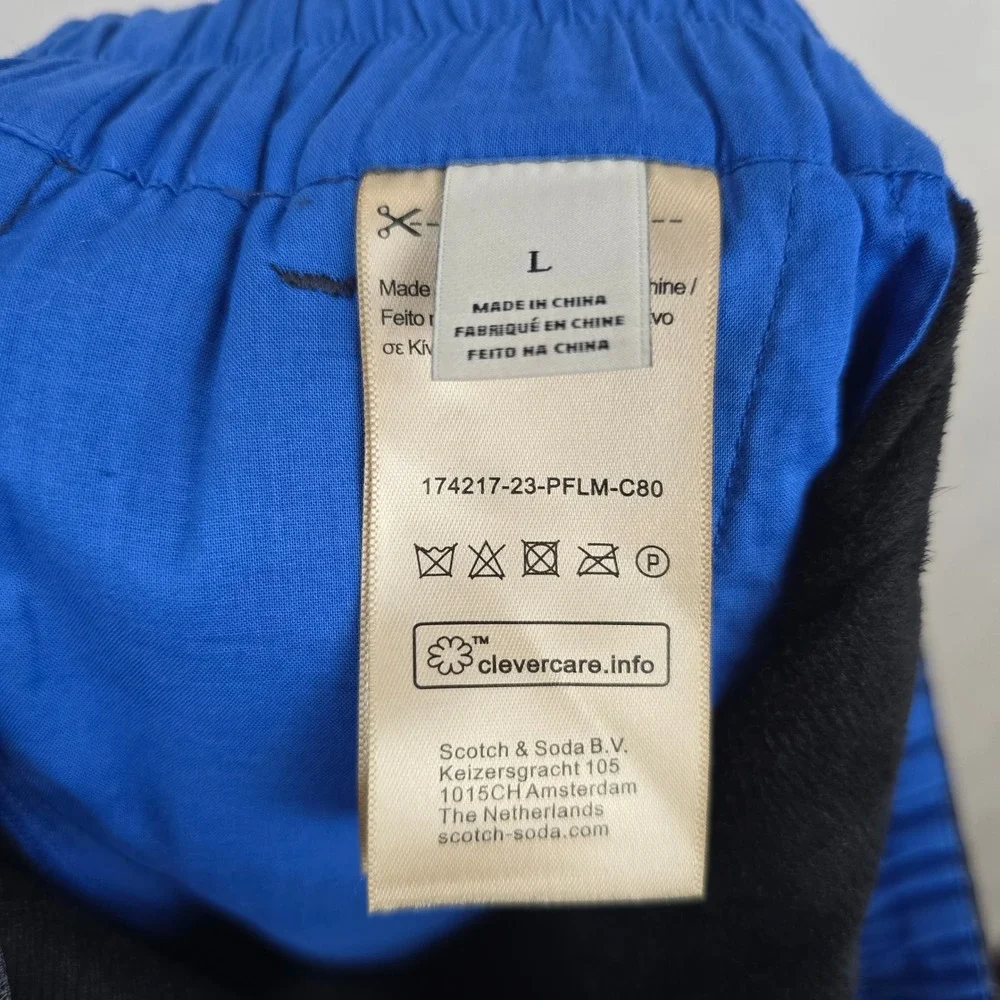 Scotch &‎ Soda Estelle Navy Blue Faux Leather Elastic Waist Tapered Pants Large